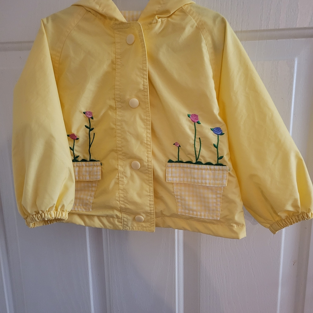 Yellow Kids Jacket with Floral Embroidery